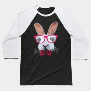 Bunny rabbit red glasses watercolor Baseball T-Shirt